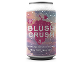 A can of BLUSH CRUSH sparkling infused beverage with a colorful label featuring pink and purple hues and text indicating the product name and the amount of THC and CBG.