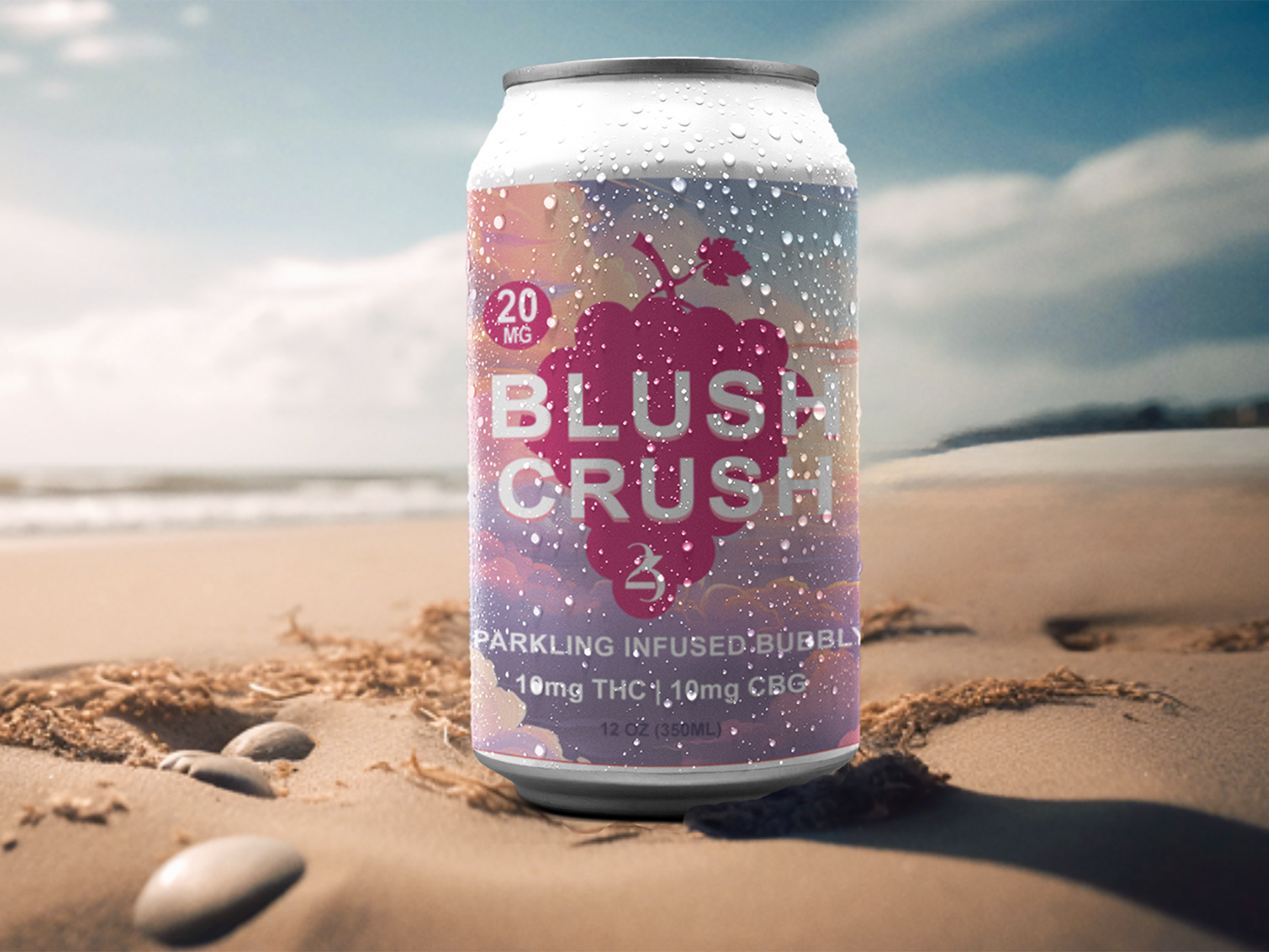 BLUSH CRUSH on the beach.
