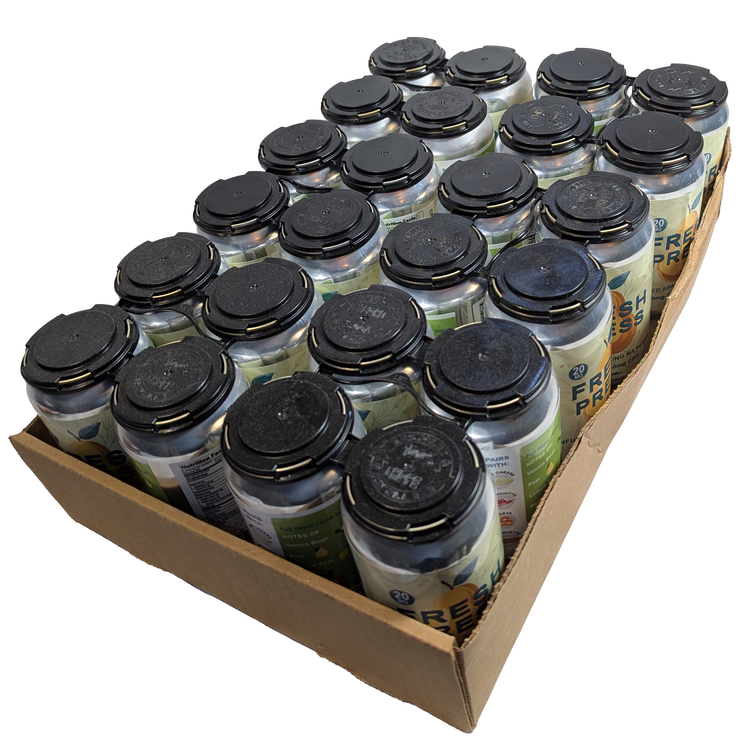Case (24 pack) of FRESH PRESS cans.