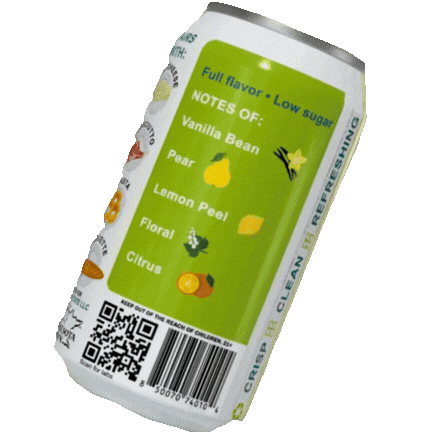 Rotating can showing ingredients of a THC drinks.
