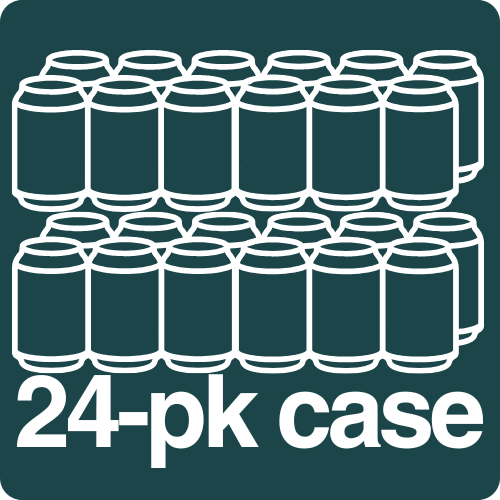 Illustration of a 24-pack case with white cans on a green background