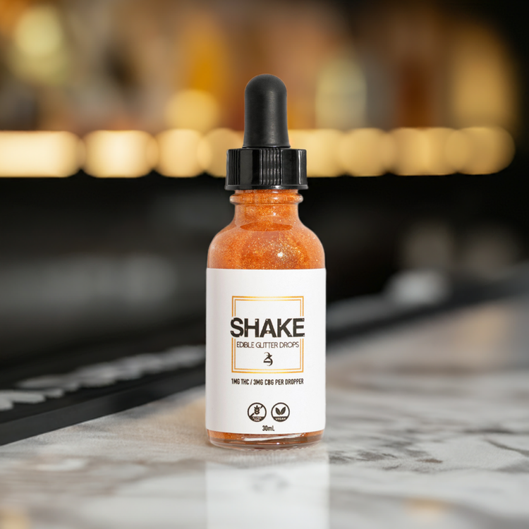 SHAKE on a bar top.