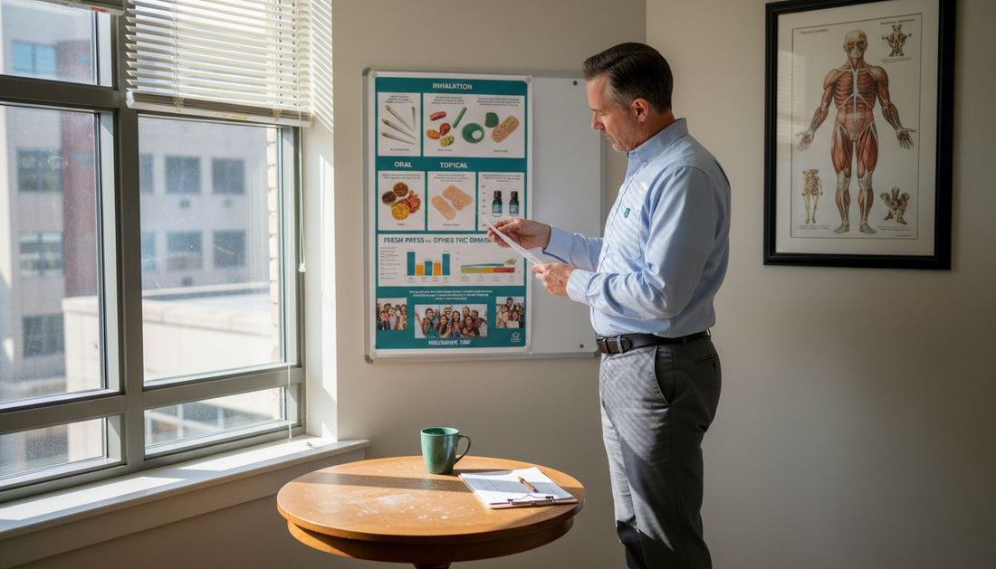 Clinician reviewing cannabis administration chart