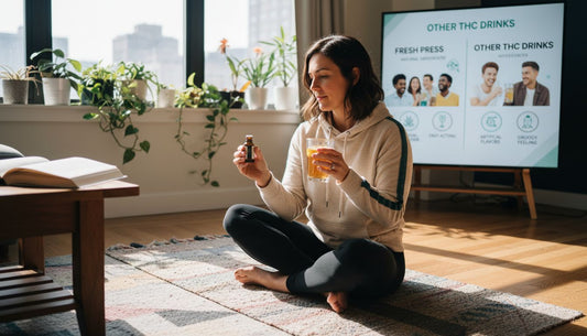 Woman using cannabis tincture in morning routine