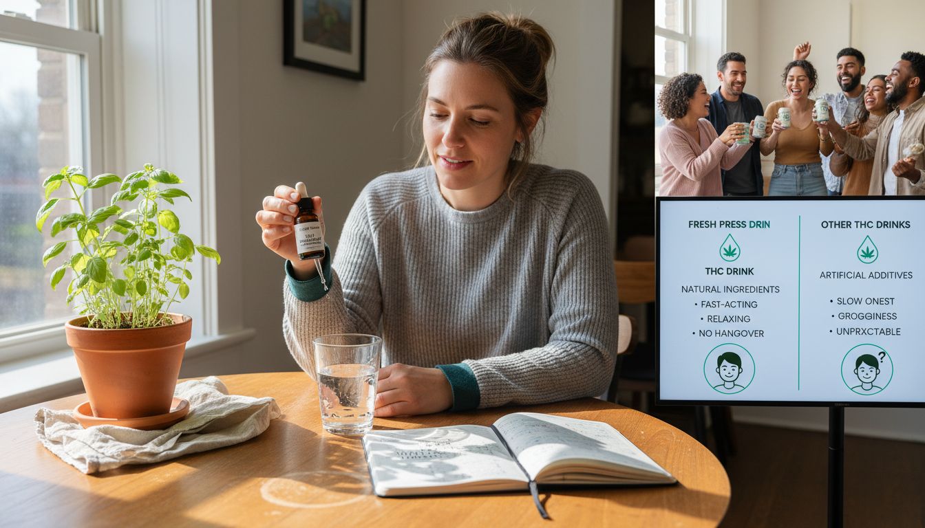 Woman adding hemp tincture to water