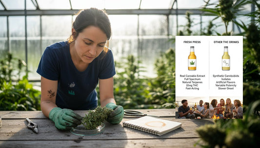Botanist examining freshly harvested cannabis flower