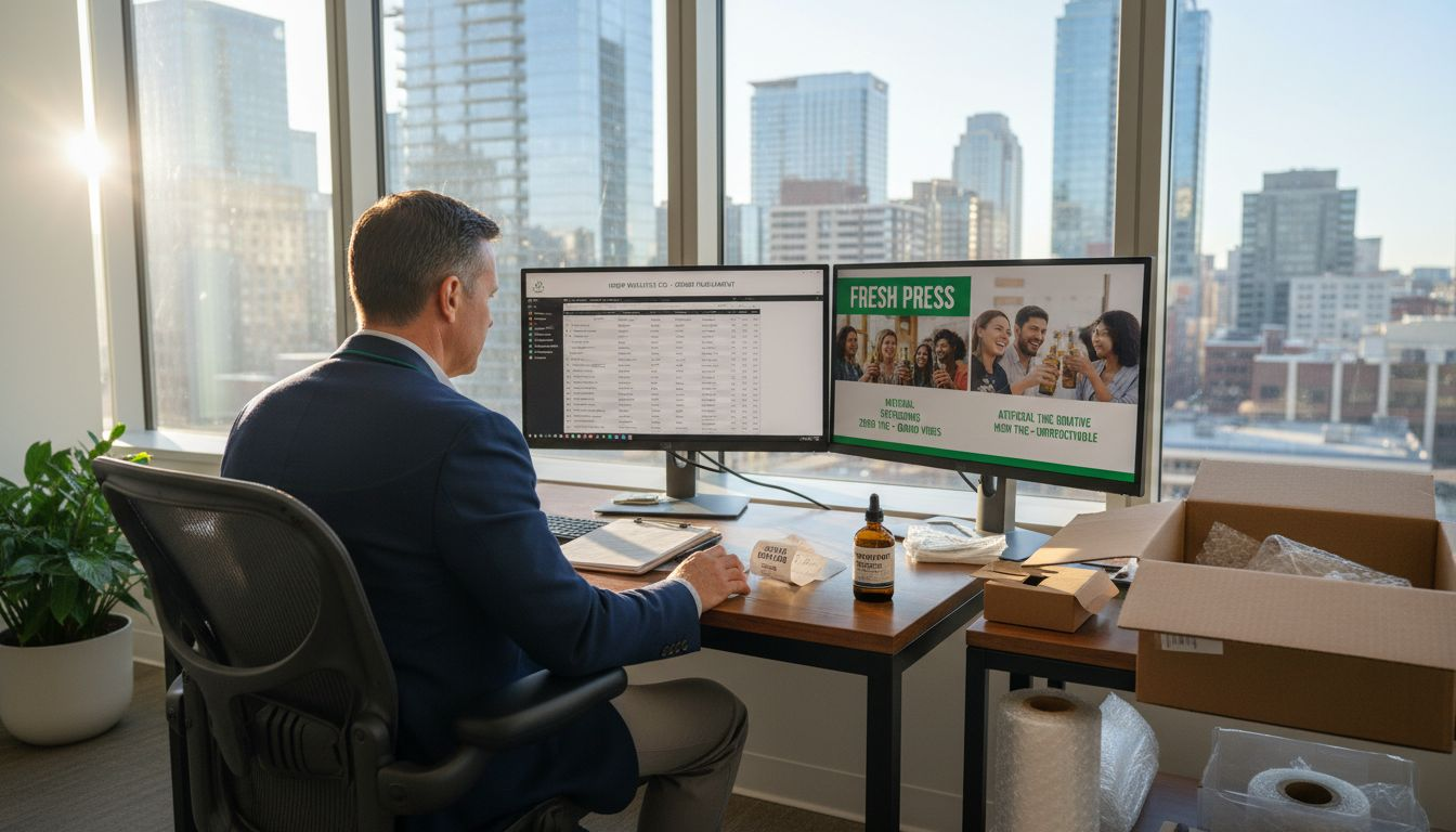 Hemp wellness e-commerce office workspace