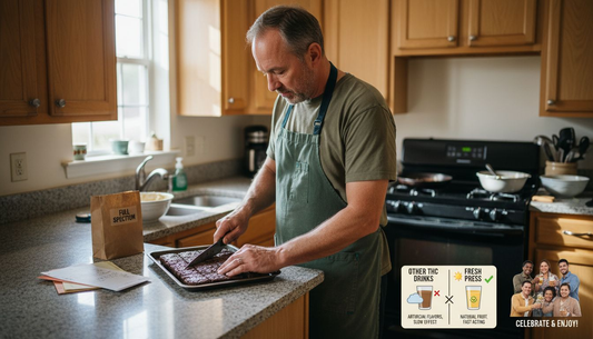 Man preparing cannabis edibles in kitchen