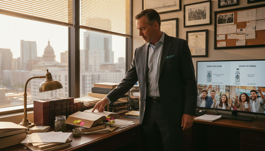 Attorney reviews cannabis law documents in Texas office