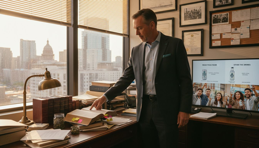 Attorney reviews cannabis law documents in Texas office