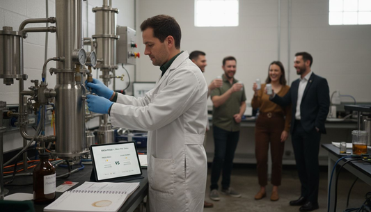Lab technician at hemp extraction equipment