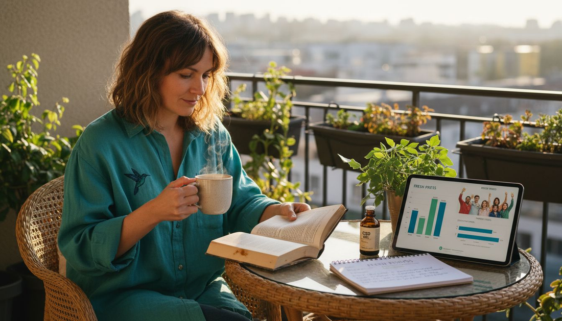 Woman enjoying wellness-focused cannabis morning routine