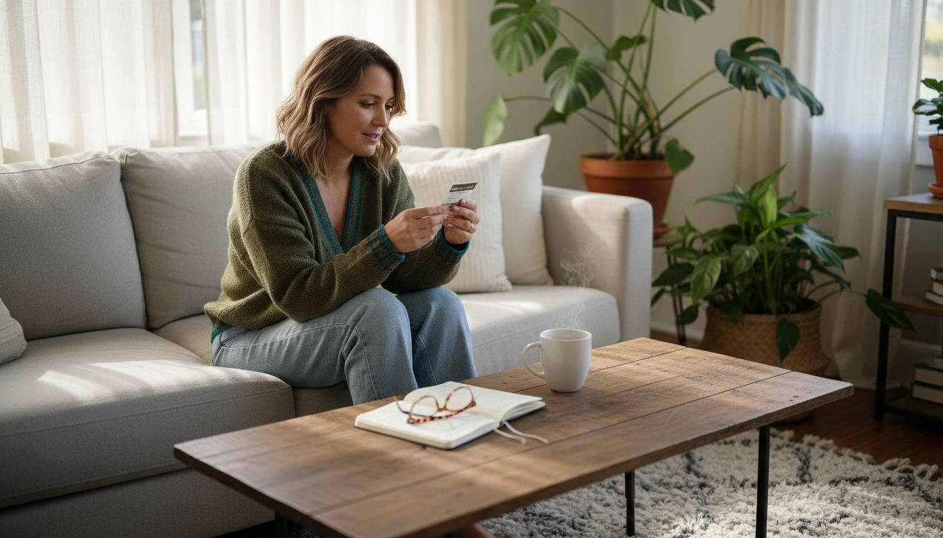 Woman reading full spectrum hemp label