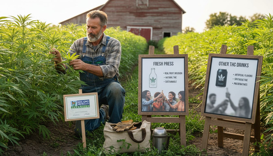 Farmer inspecting non-GMO hemp field
