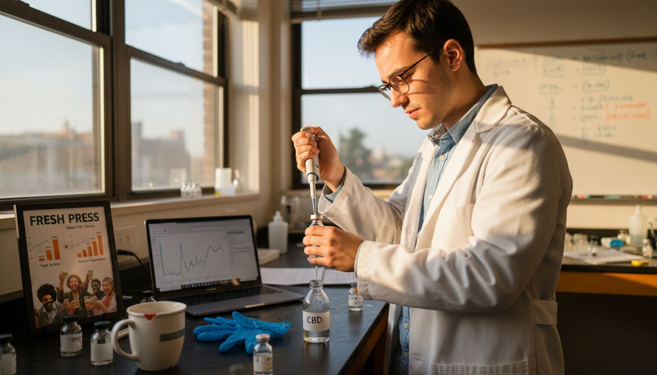 Scientist preparing CBD sample in laboratory