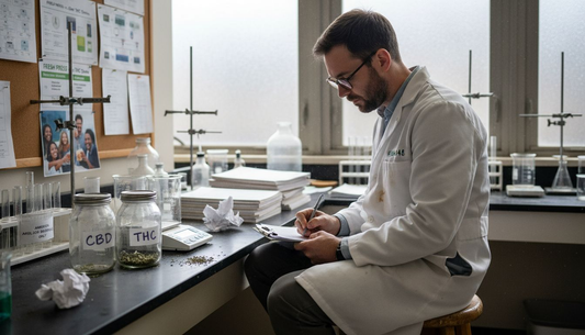 Lab technician studying cannabinoid content