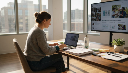 Cannabis brand manager working on social media campaign