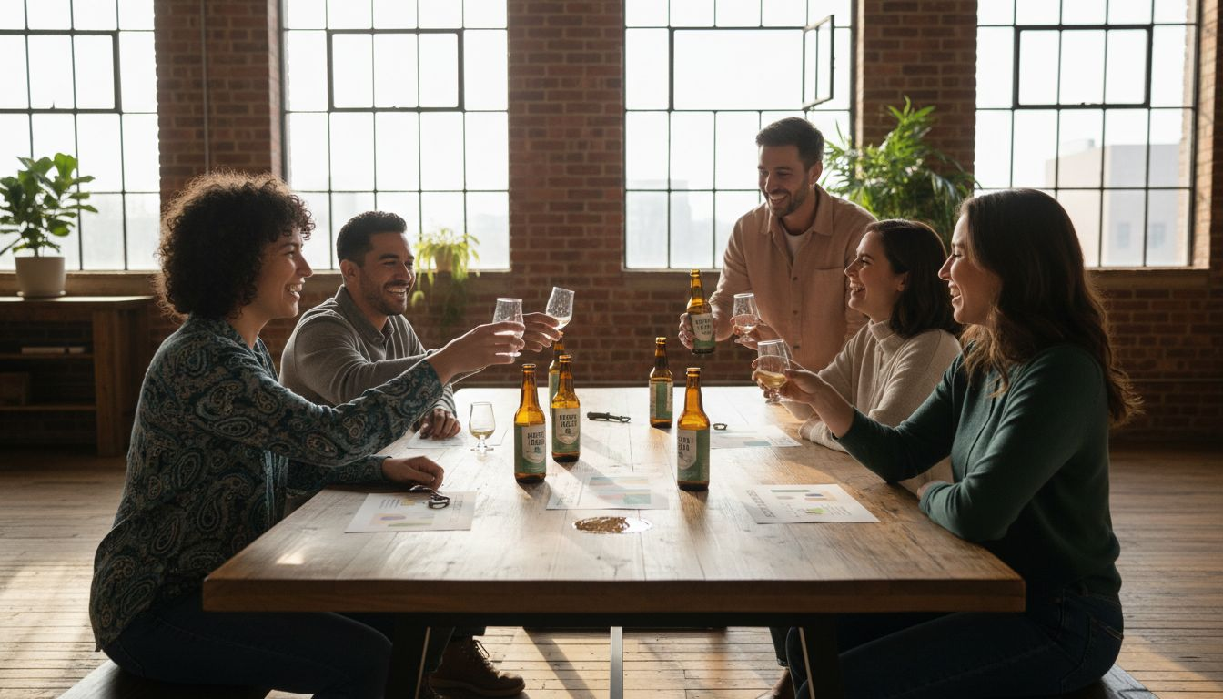 Guests preparing cannabis tasting event table