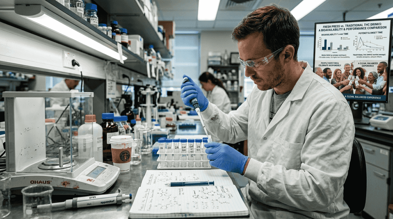 Scientist preparing cannabinoid samples in laboratory
