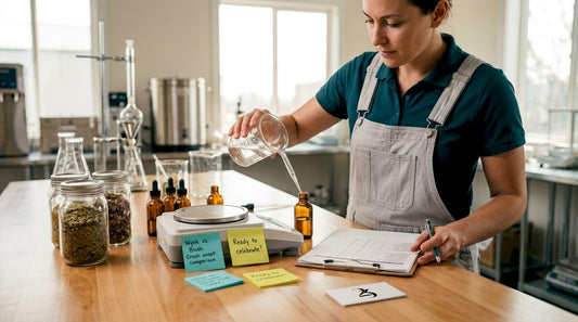 Technician preparing sample in hemp extraction lab
