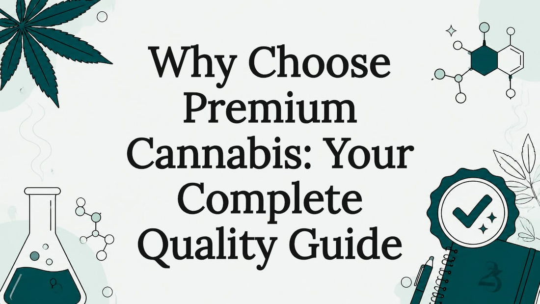 Decorative title card illustration for premium cannabis