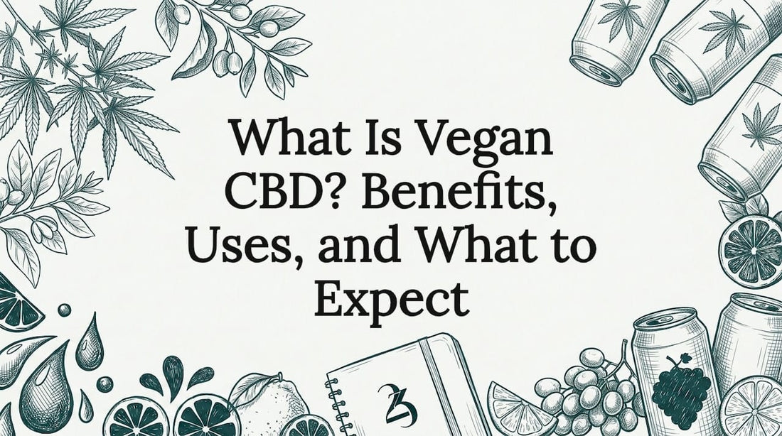 Decorative title card illustration for vegan CBD article