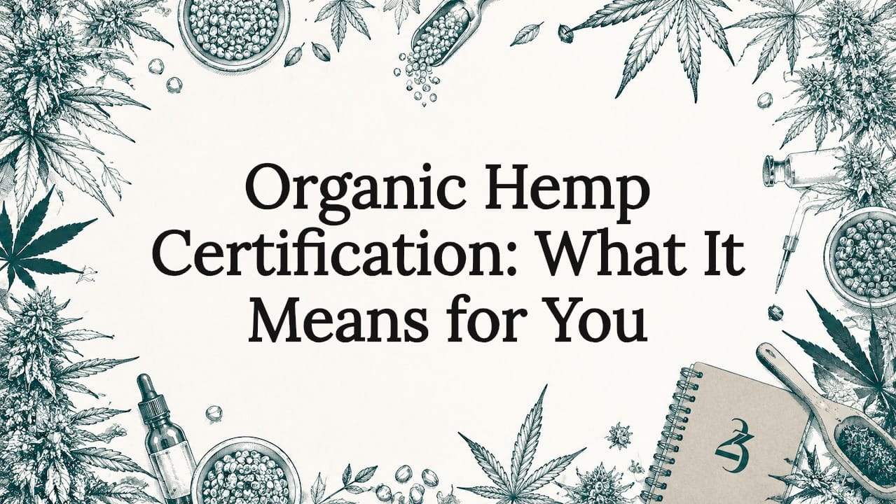Decorative hemp-themed title card illustration