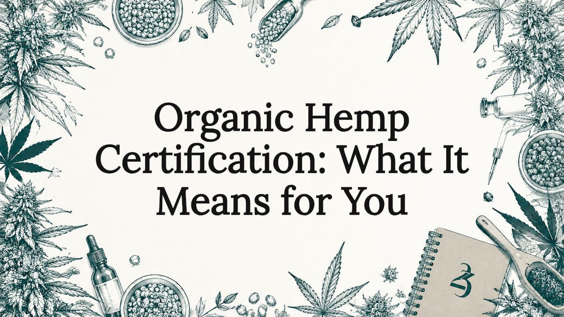 Decorative hemp-themed title card illustration