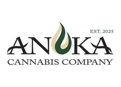 Logo of Anoka Cannabis Company with a green leaf design on a white background