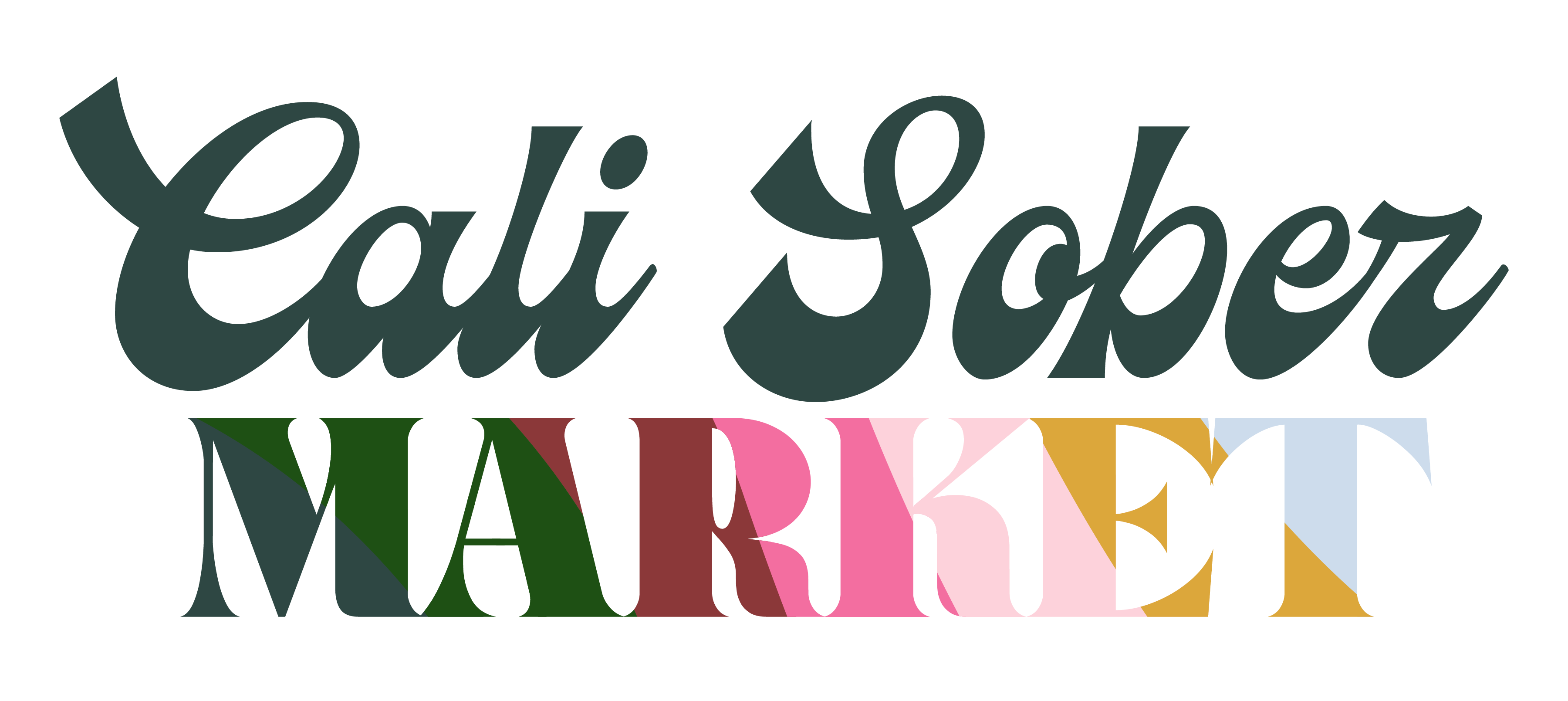 Logo of Cali Sober Market with colorful text on a white background