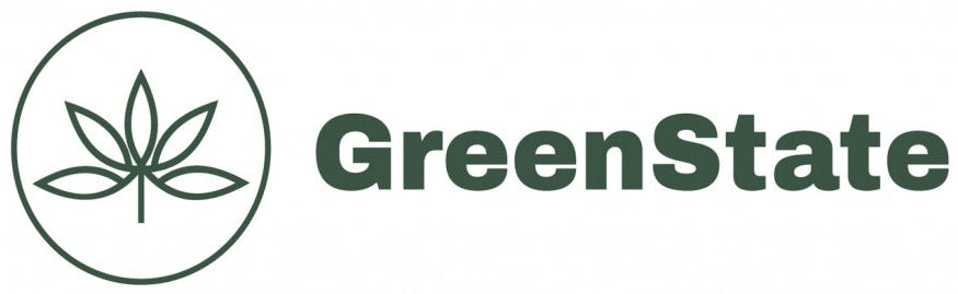 GreenState logo with a cannabis leaf symbol on a white background