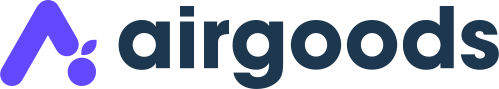 Airgoods logo with a purple triangle and text on a white background