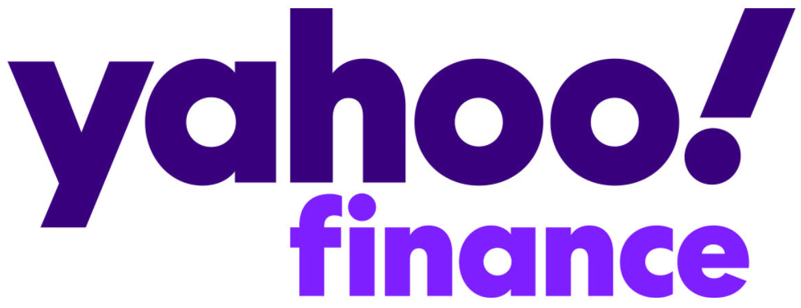 Yahoo Finance logo in purple and blue on a white background